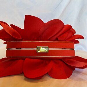 SONDRA ROBERTS RED ROSE CLUTCH BAG